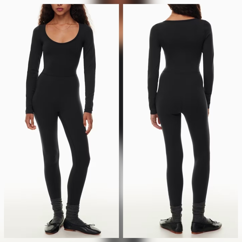 Aritzia Wilfred Free Maxe Scoop Neck Long Sleeve Jumpsuit Black S
